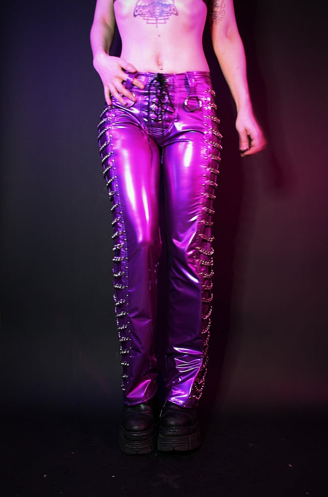 Image of PAINKILLER METALLIC CHAIN PANTS