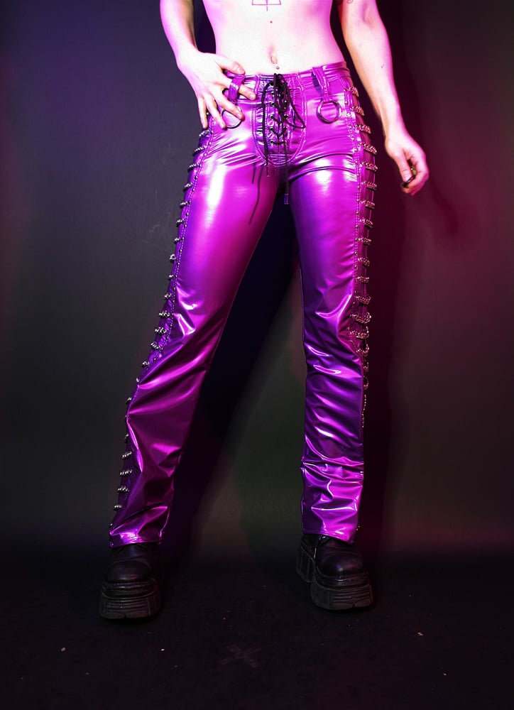 Image of PAINKILLER METALLIC CHAIN PANTS