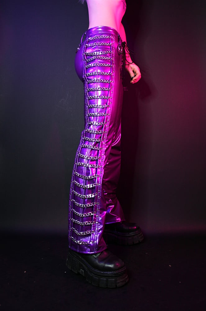 Image of PAINKILLER METALLIC CHAIN PANTS