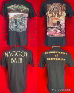 Image of Officially Licensed Fester Decay "Maggot Bath" Putrid Stu "Documentaries of Necrophagia" Shirts!!