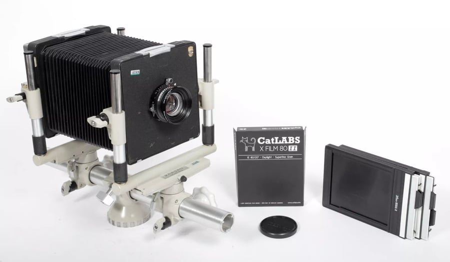 Image of Linhof Kardan Color 45 S 4X5 camera w/ 150mm MC Lens + film + holders #4248