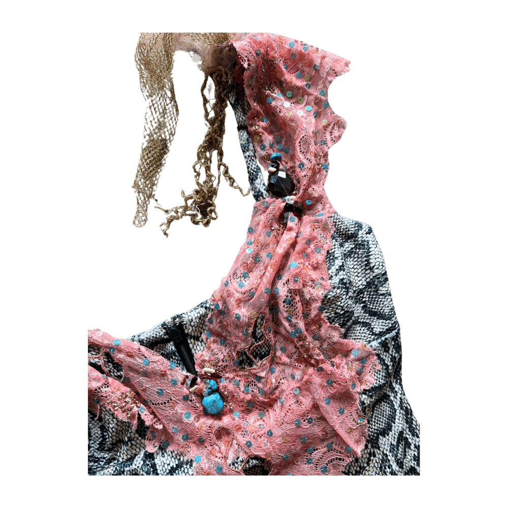 Image of MANDALAY SNAKE PRINT LACE EMBELLISHED FAIRY TOP