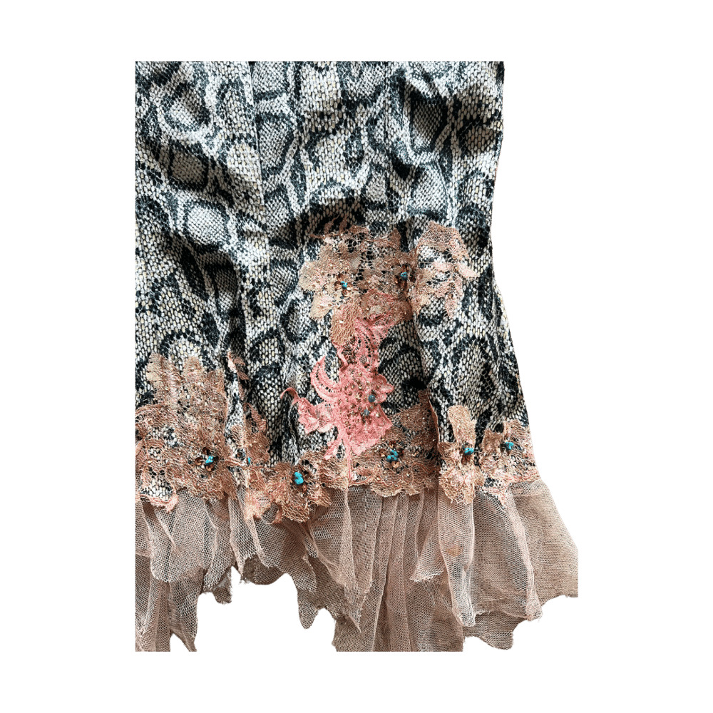 Image of MANDALAY SNAKE PRINT LACE EMBELLISHED FAIRY TOP