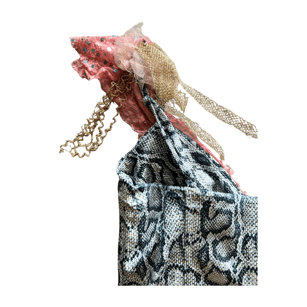 Image of MANDALAY SNAKE PRINT LACE EMBELLISHED FAIRY TOP