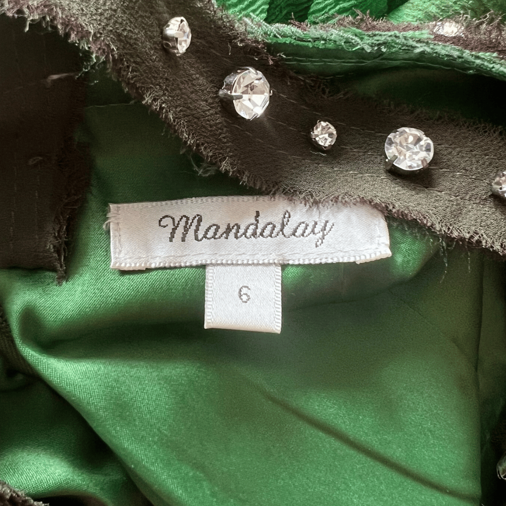 Image of MANDALAY GREEN SILK EMBELLISHED FAIRY TOP