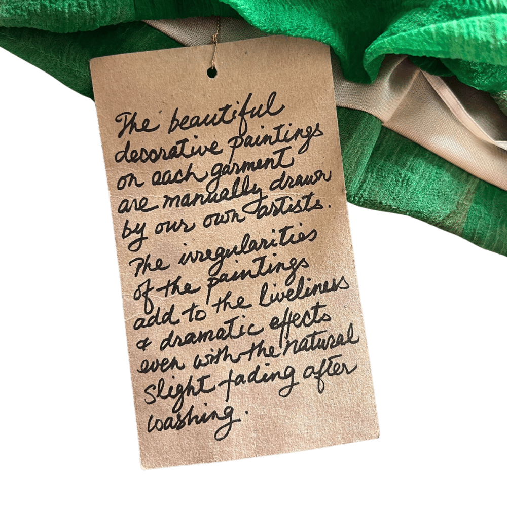 Image of MANDALAY GREEN SILK EMBELLISHED FAIRY TOP