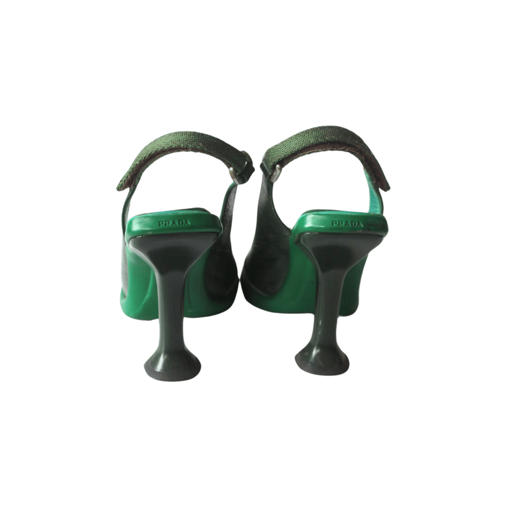 Image of PRADA FOREST GREEN LEATHER HEELS F/W 1999