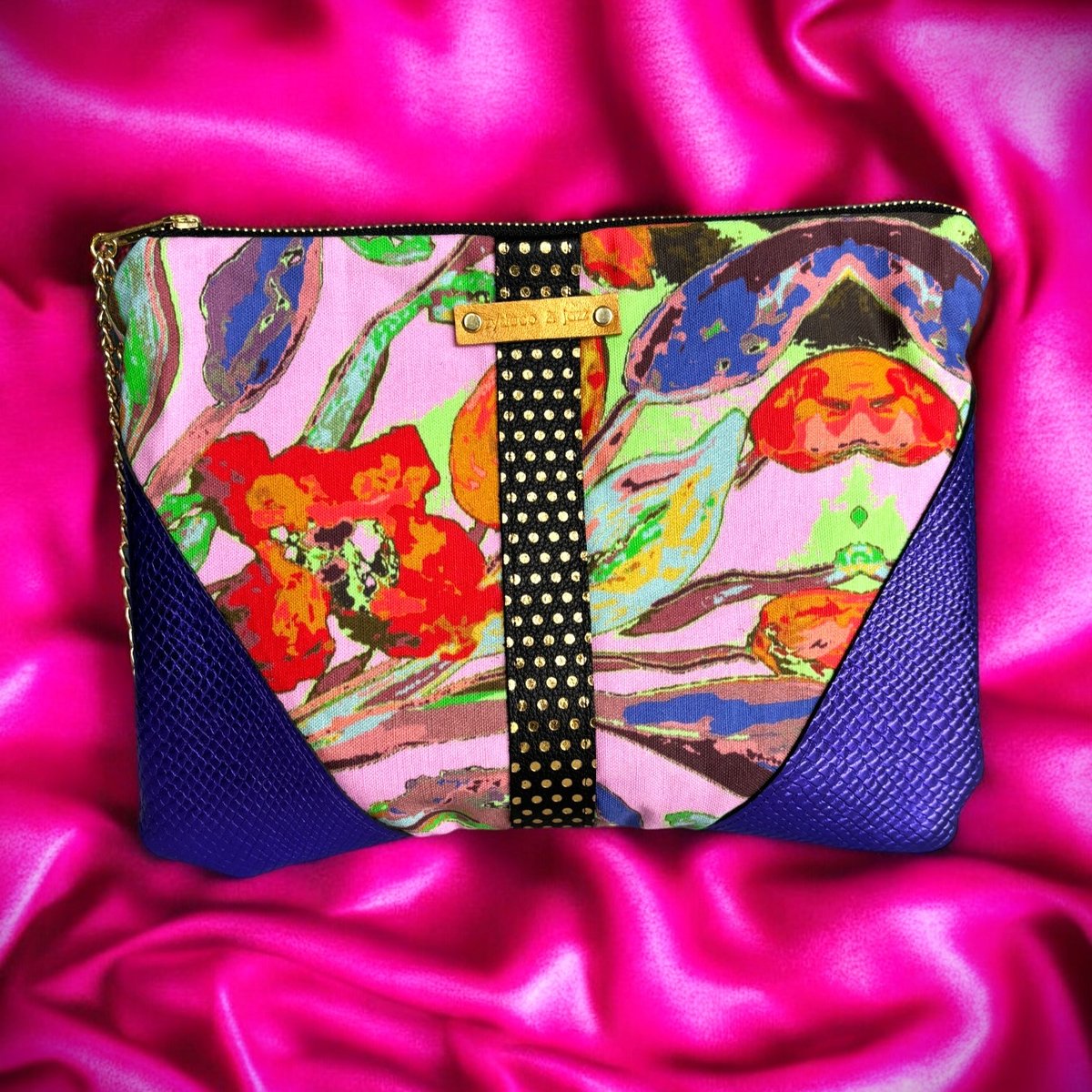 Image of Pink Iris Wristlet Clutch