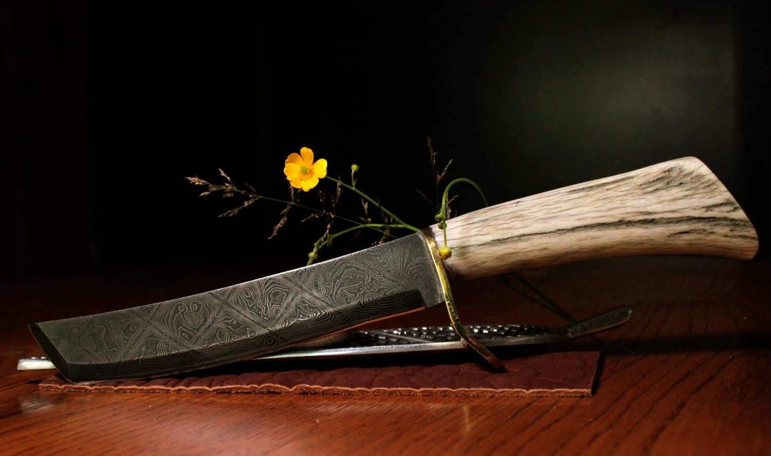 Image of Mosaic Damascus Japanese Tanto Knife