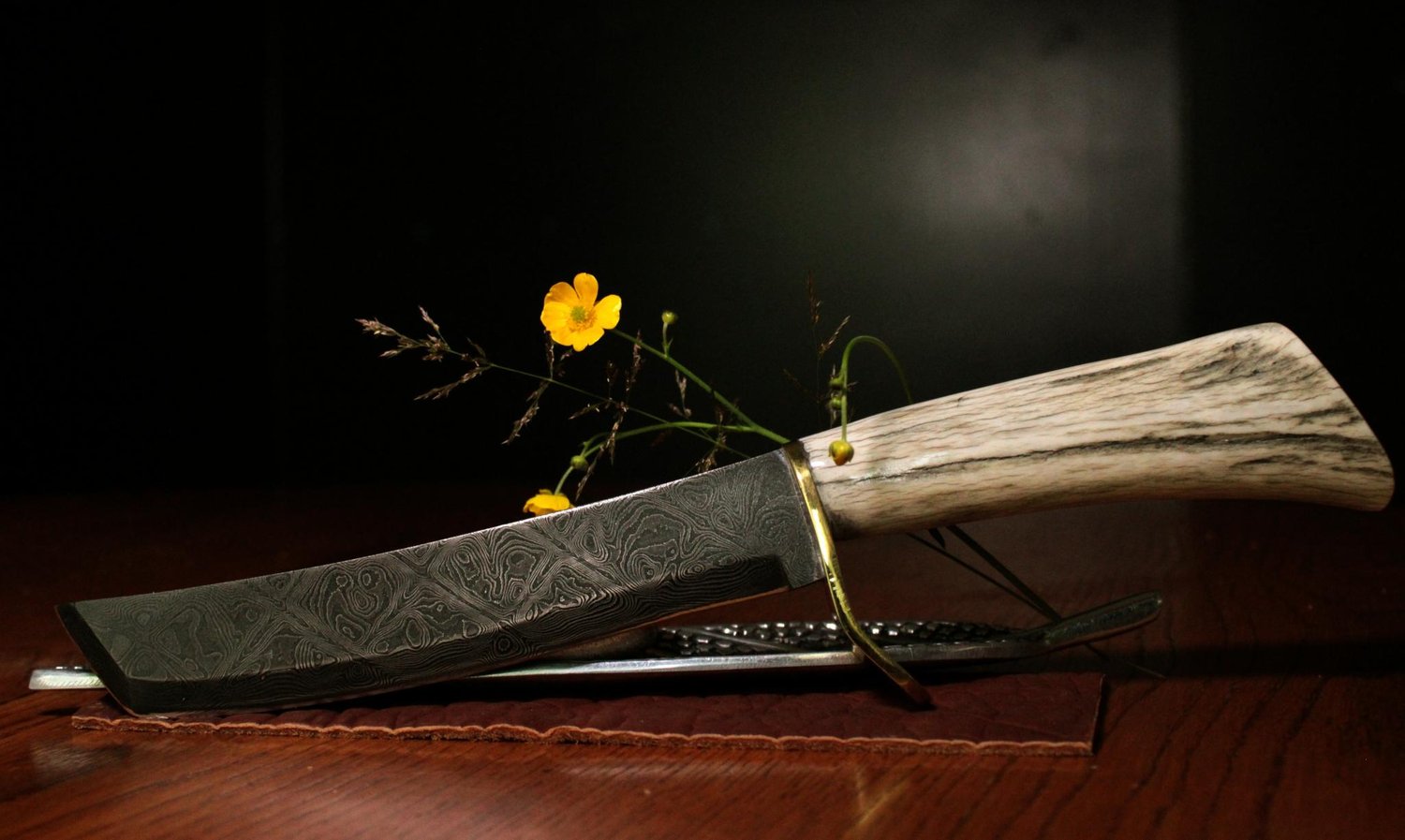 Image of Mosaic Damascus Japanese Tanto Knife