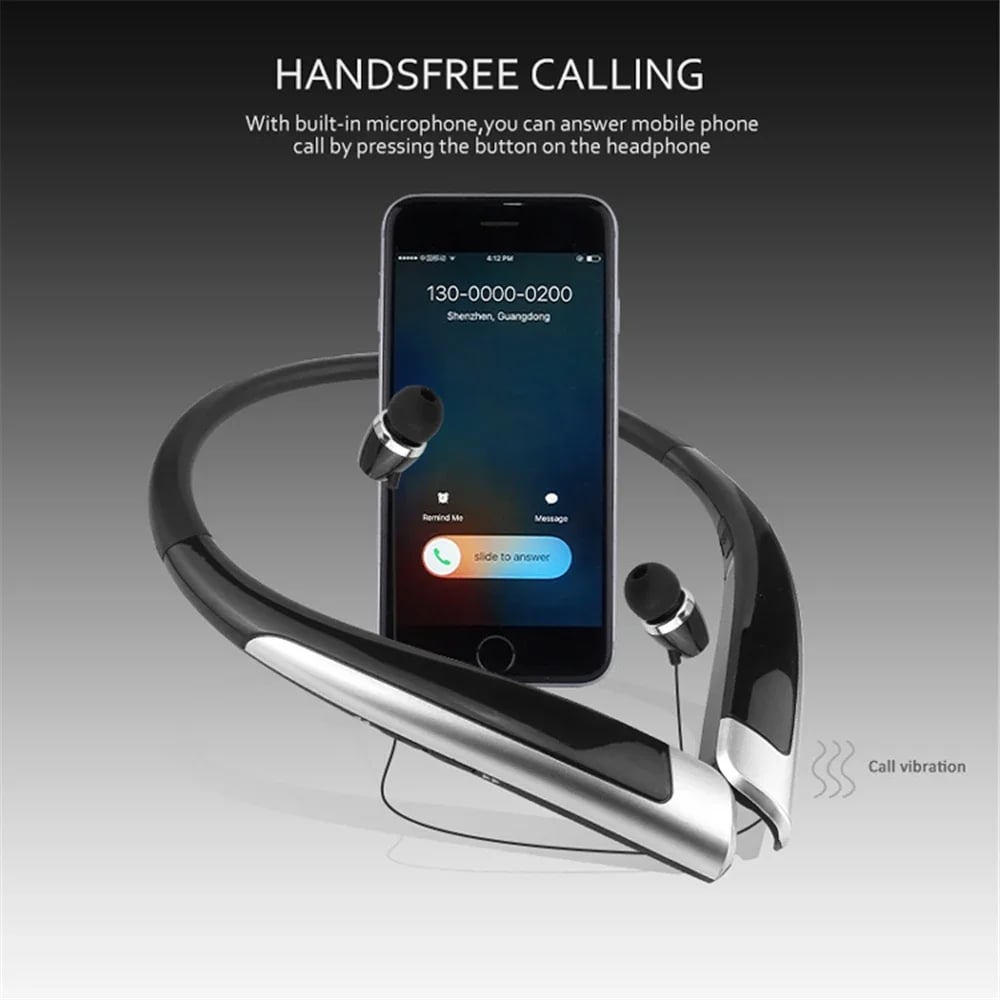 HBS-1100 Stereo Bluetooth Neckband Headphones Fashion Wireless Hands-Free Binaural Universal Sound