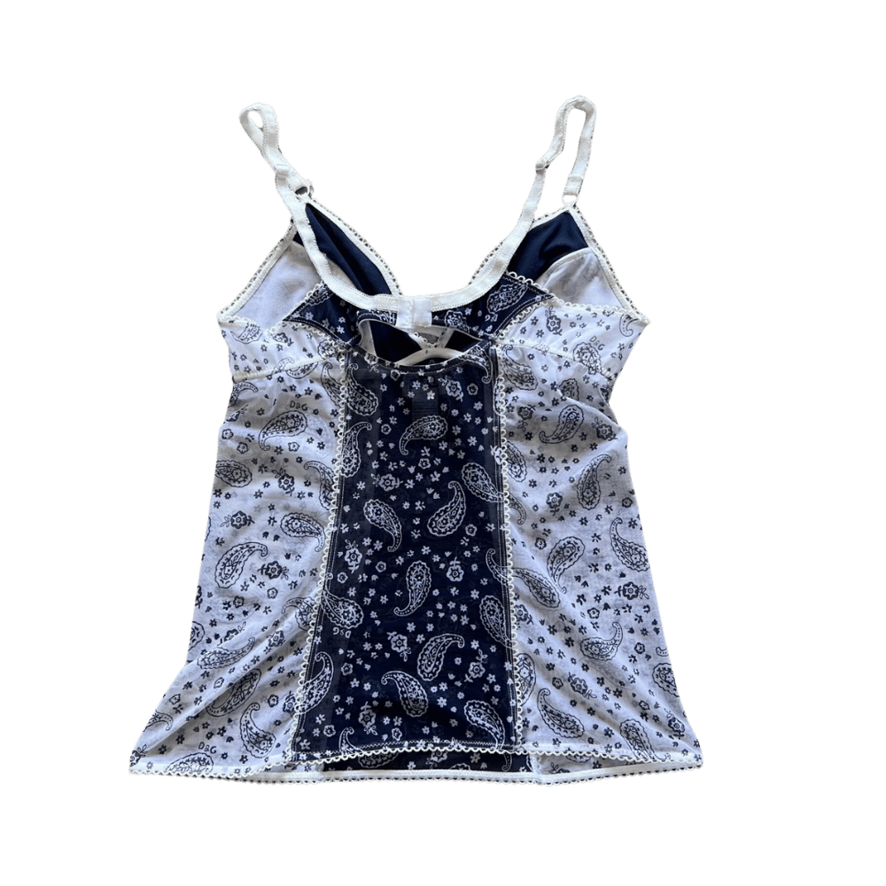 Image of DOLCE & GABBANA PAISLEY PRINT MESH TOP