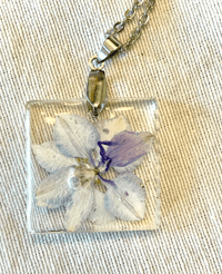 Image 3 of Rose's Crafts - necklace pendant, rectangle or square with flowers