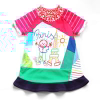 paris eiffel  tower patchwork 18m baby courtneycourtney short sleeved dress pink france french 