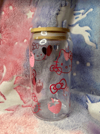 Image 1 of Glass Libby Cup | Pink Hello Kitty