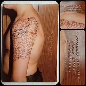 Image of original micky sharpz embossed british UK vintage tattoo tattooed man photo ~3x5