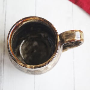 Image of Handmade Pottery Mug in Brown and Black Rustic Glazes, 16 oz. Ceramic Coffee Cup Made in USA