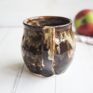 Image of Handmade Pottery Mug in Brown and Black Rustic Glazes, 16 oz. Ceramic Coffee Cup Made in USA