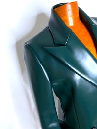 Image 4 of 🎀 FISHING CAPSULE 🎀 MM6 MAISON MARGIELA RUNWAY OILSKIN GREEN SUIT SHOULDER JACKET