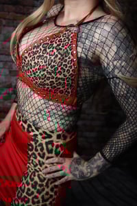 Image 1 of  Genuine red leather leopard top