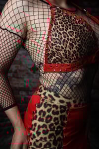 Image 4 of  Genuine red leather leopard top