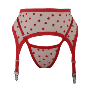 Velvet Heart Mesh Garter Belt