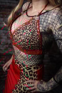 Image 2 of  Genuine red leather leopard top