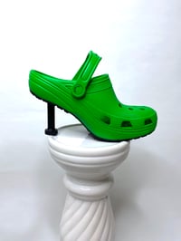Image 4 of 🎀 FISHING CAPSULE 🎀 BALENCIAGA KAWAII GREEN CROCS HEEL MULES