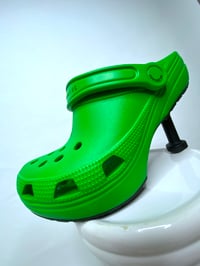 Image 2 of 🎀 FISHING CAPSULE 🎀 BALENCIAGA KAWAII GREEN CROCS HEEL MULES