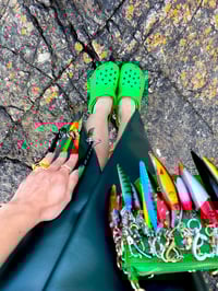 Image 1 of 🎀 FISHING CAPSULE 🎀 BALENCIAGA KAWAII GREEN CROCS HEEL MULES