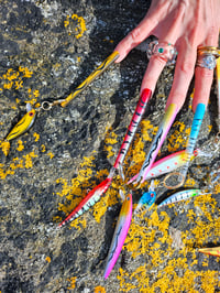 Image 1 of 🎀 FISHING CAPSULE 🎀 UNIQUE PIECE HANDPAINTED TRIBAL FISHING NAIL SET