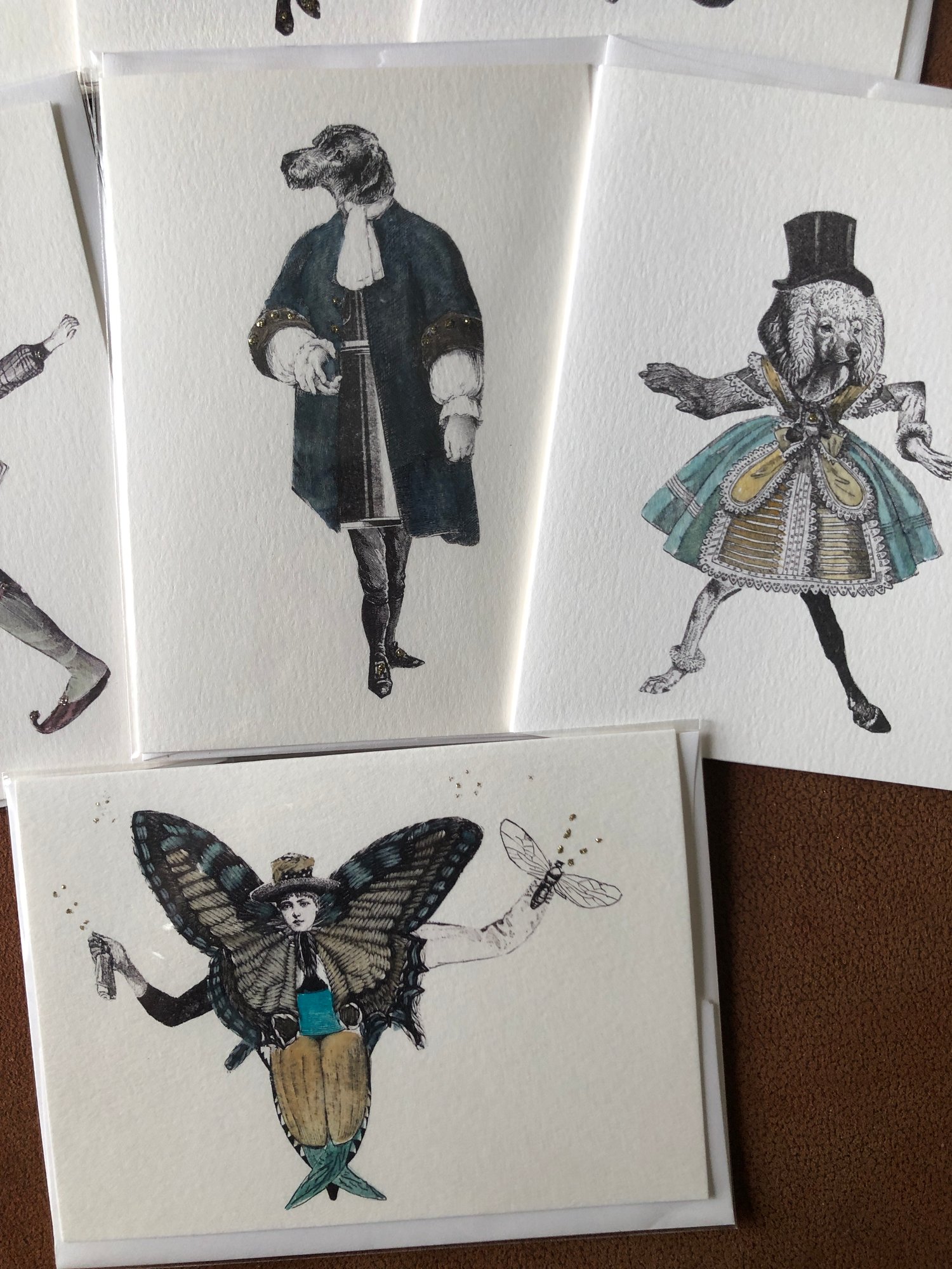 Image of Set #3 - 7 Blank Greeting Cards Exquisite Corpse Surreal Anthropomorphic Creatures