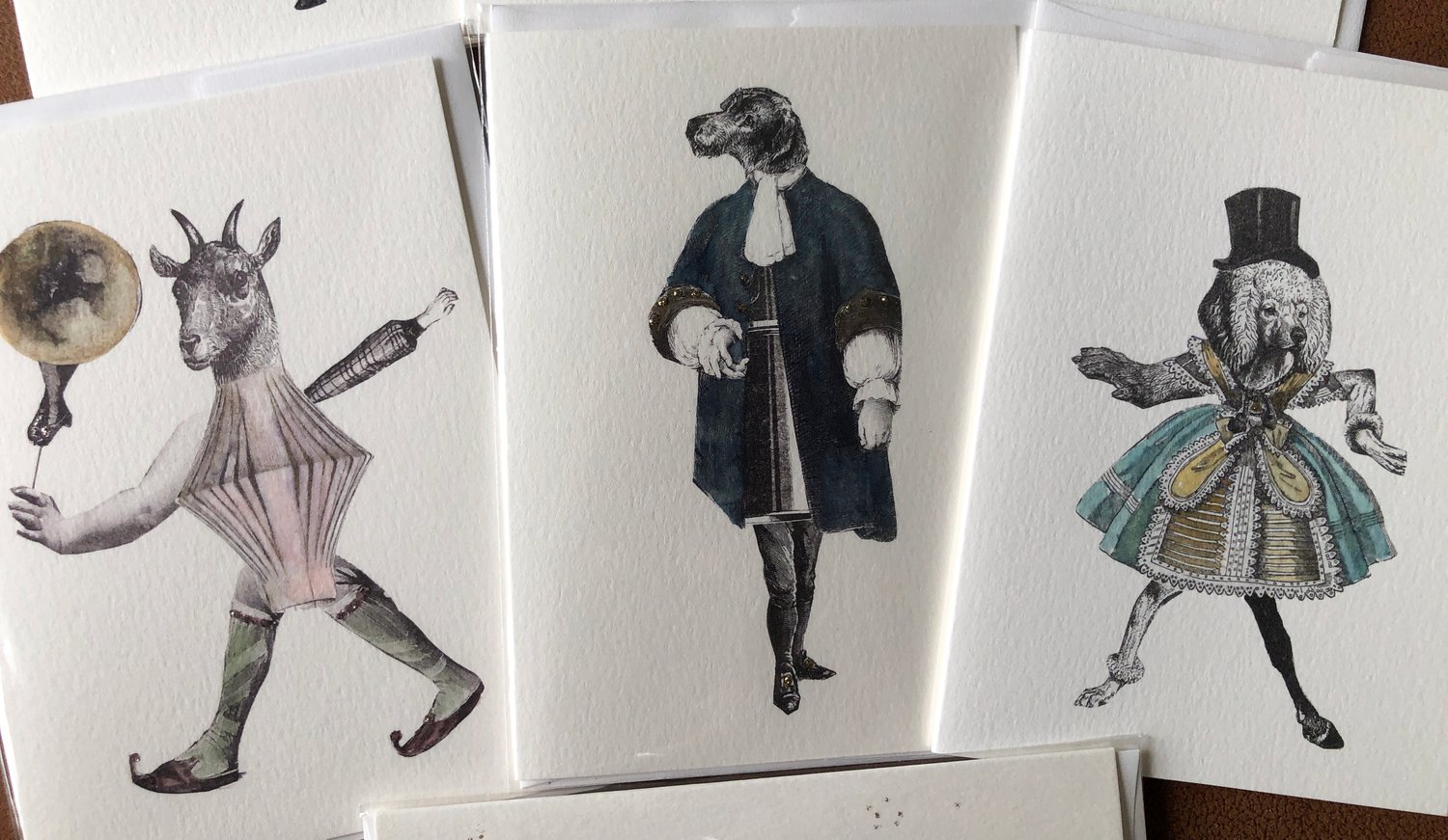 Image of Set #3 - 7 Blank Greeting Cards Exquisite Corpse Surreal Anthropomorphic Creatures