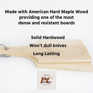 Image of Hardwood Maple Cutting Board or Charcuterie Board, Solid Maple Wood Cheese Board