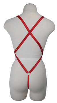 Image 4 of Red G-String Body Harness (Silver)