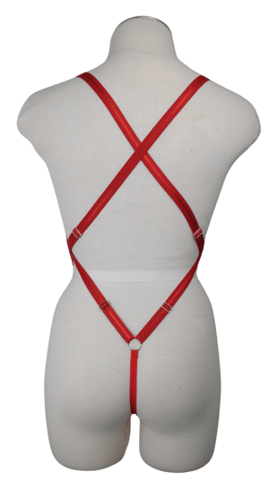 Red G-String Body Harness (Silver)