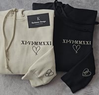 Image 1 of Personalised Roman Numerals with Eachothers Initials into the Heart Outline