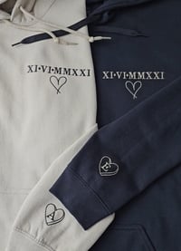 Image 2 of Personalised Roman Numerals with Eachothers Initials into the Heart Outline