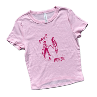 Image 1 of save a horse pink baby tee