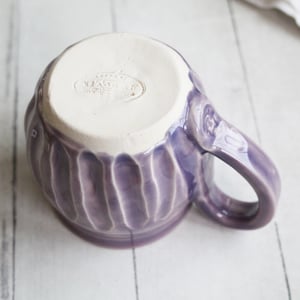 Image of Hand Carved Lilac Stoneware Mug, Unique Pottery Mug, Made in USA