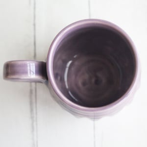 Image of Hand Carved Lilac Stoneware Mug, Unique Pottery Mug, Made in USA