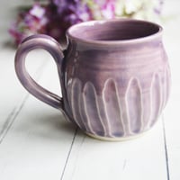 Image 2 of Hand Carved Lilac Stoneware Mug, Unique Pottery Mug, Made in USA