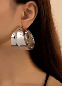 Image 2 of Wide Hoop Earrings 