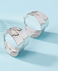 Image 4 of Wide Hoop Earrings 