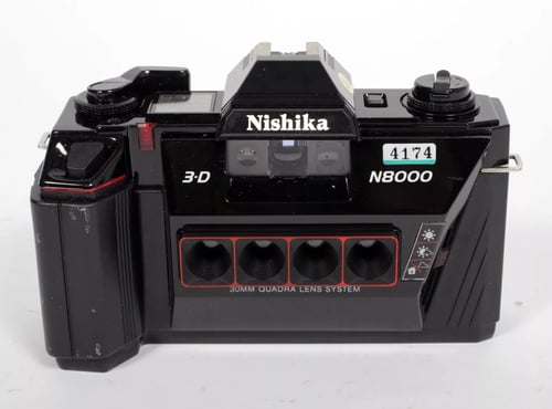 Image of NOS IN BOX Nishika N8000 35mm 3D kit with Vincent Price video case flash #4174