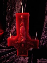 Image 1 of FAT Upside down Jesus Crucifix Candle