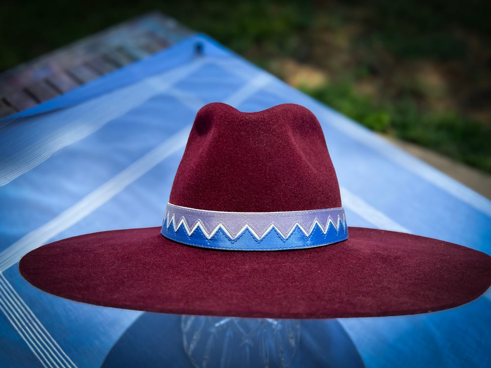  Periwinkle + Sky Blue Osage Ribbonwork Hat Band  #2