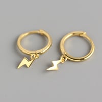 Image 6 of Lightning Bolt Droop Hoop Earrings (Silver 925)