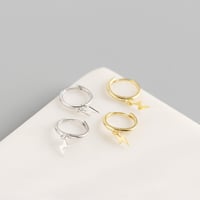 Image 9 of Lightning Bolt Droop Hoop Earrings (Silver 925)