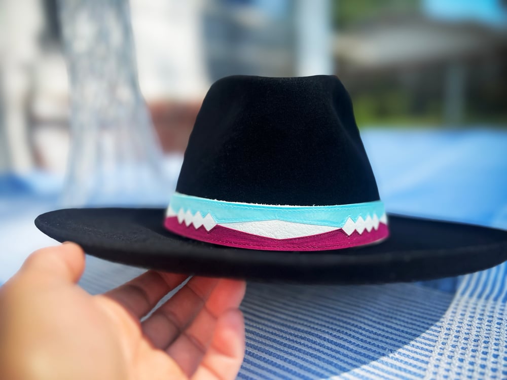 Ruby + Teal Osage Ribbonwork Hat Band   #05